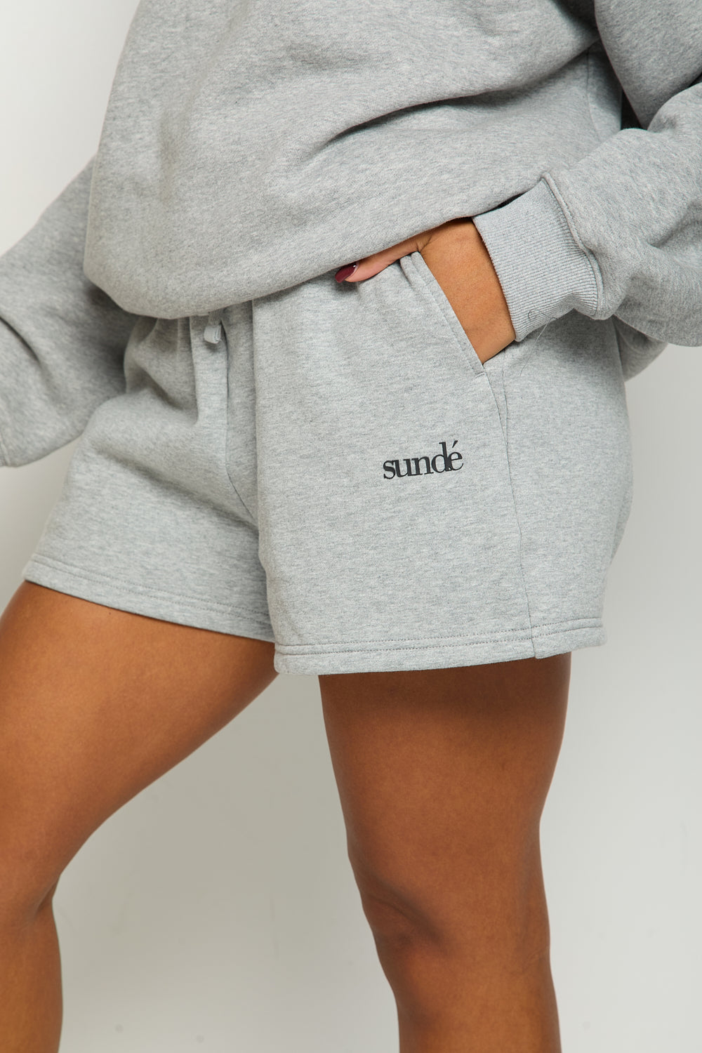 High Waisted Sweatshort - Grey Marl