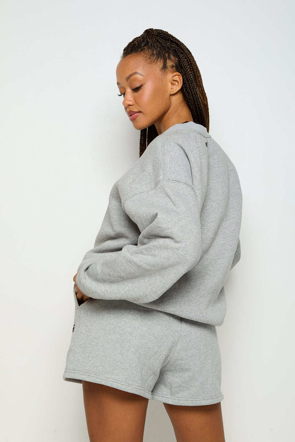 High Waisted Sweatshort - Grey Marl