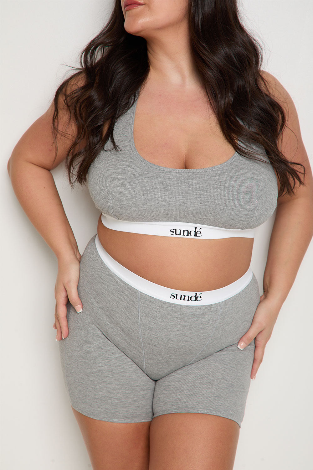 Ribbed Racerback Bra - Grey Marl