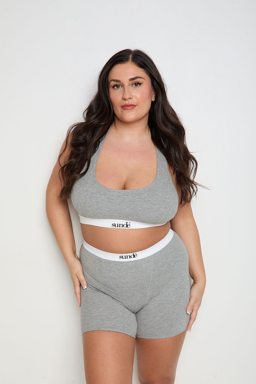 Ribbed Racerback Bra - Grey Marl