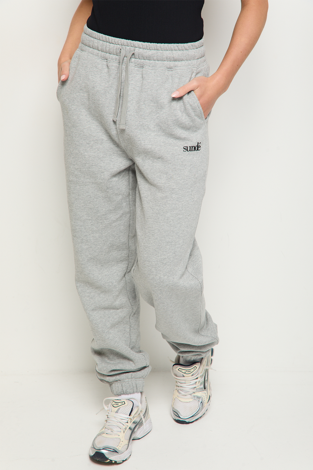 High Waisted Cuff Joggers - Grey Marl