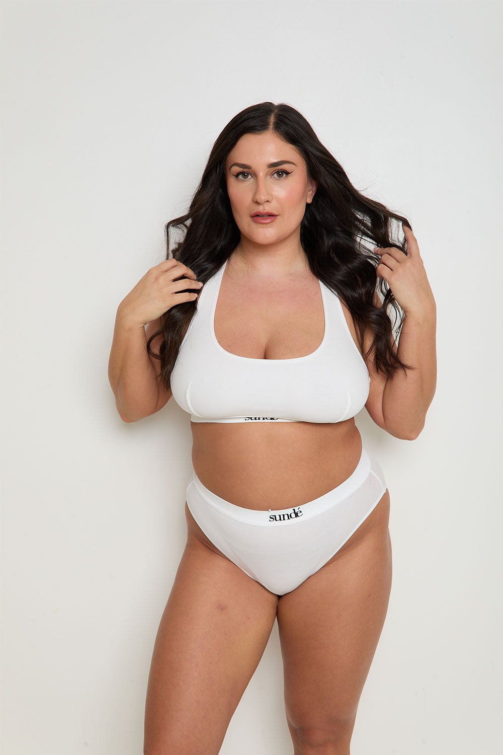 Ribbed Racerback Bra - White