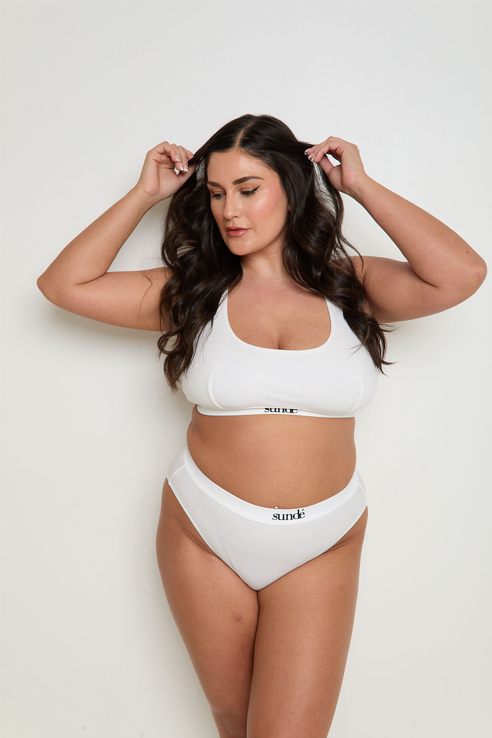 Ribbed Racerback Bra - White