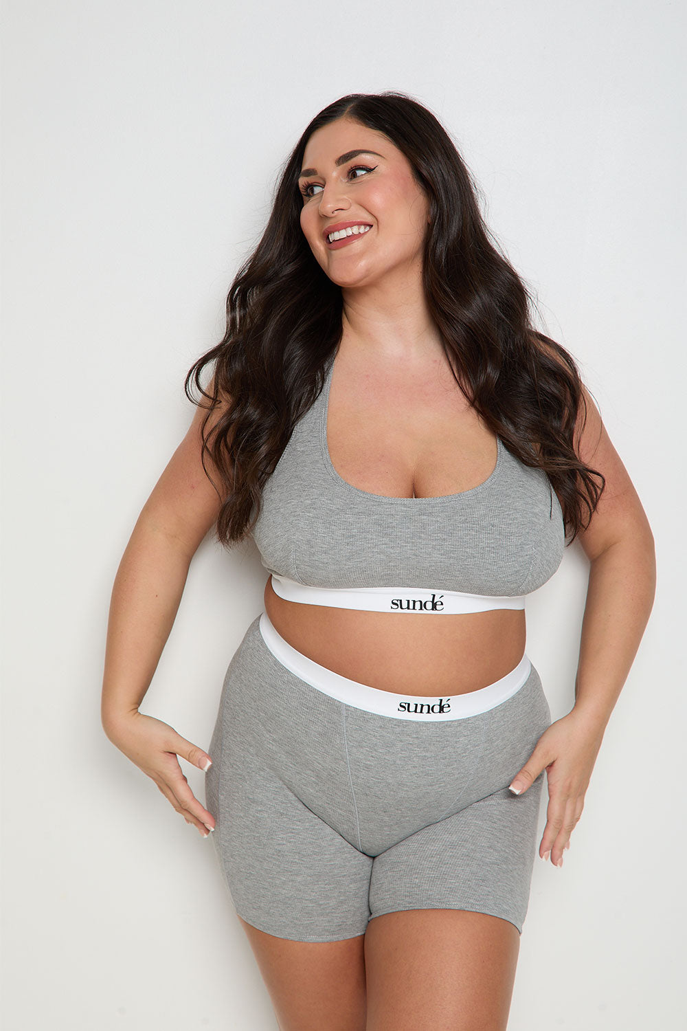 Ribbed Racerback Bra - Grey Marl