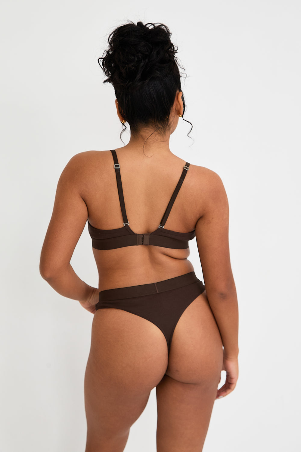 Ribbed Triangle Bralet - Chocolate